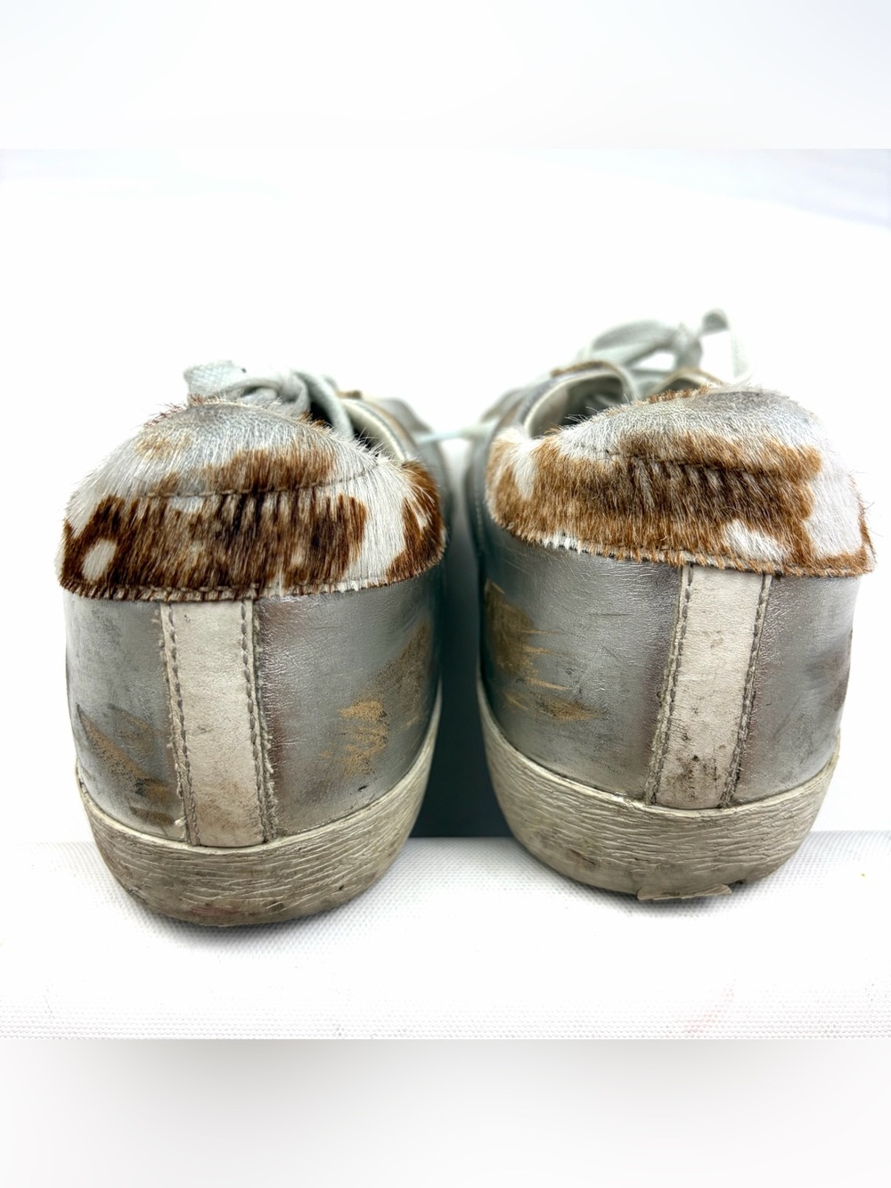 Golden Goose Superstar Sneakers White Silver Calf Hair Size 40 - Picture 10 of 10